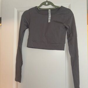 Lululemon Athletica Gray Fitted Crop Bodysuit